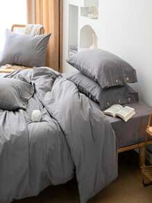 Bộ chăn ga gối 3 món gồm 1 vỏ chăn và 2 vỏ gối (không kèm ruột chăn) - Màu Khaki - Xem 5