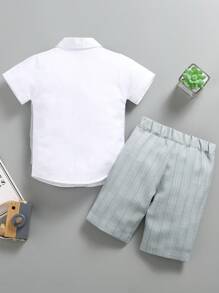 SOLOCOTE 2入組/套男小童彈性腰帶長褲套裝適用於正式場合,先生們派對,婚禮,宴會 - 藍白色 - 查看 2