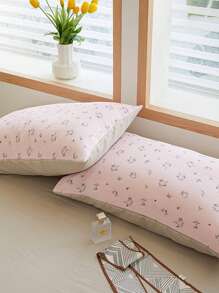 4pcs Floral Pattern Duvet Cover Set, 1pc Quilt Cover And 1pc Flat Sheet And 2pcs Pillow Case, Pillow Insert Not Include, Pink Modern Bedding, For Bedroom - Pink - View 4