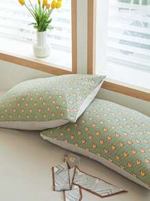 4pcs Heart Pattern Duvet Cover Set, 1pc Quilt Cover And 1pc Flat Sheet And 2pcs Pillow Case, Pillow Insert Not Include, Green Modern Bedding, For Bedroom