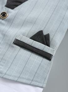 SOLOCOTE 2入組/套男小童彈性腰帶長褲套裝適用於正式場合,先生們派對,婚禮,宴會 - 藍白色 - 查看 6