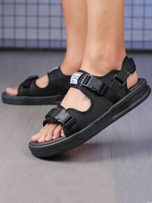 Xăng đan thể thao màu đen thể thao dành cho nam, Xăng đan móc khóa trang trí hình chữ cái - màu đen - Xem 2