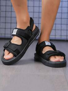 Xăng đan thể thao màu đen thể thao dành cho nam, Xăng đan móc khóa trang trí hình chữ cái - màu đen - Xem 3