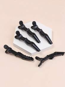 Rodillo de pelo de plástico reutilizable, 5 piezas Rodillo de pelo duradero con diseño geométrico negro para mujer - Negro - Ver 1