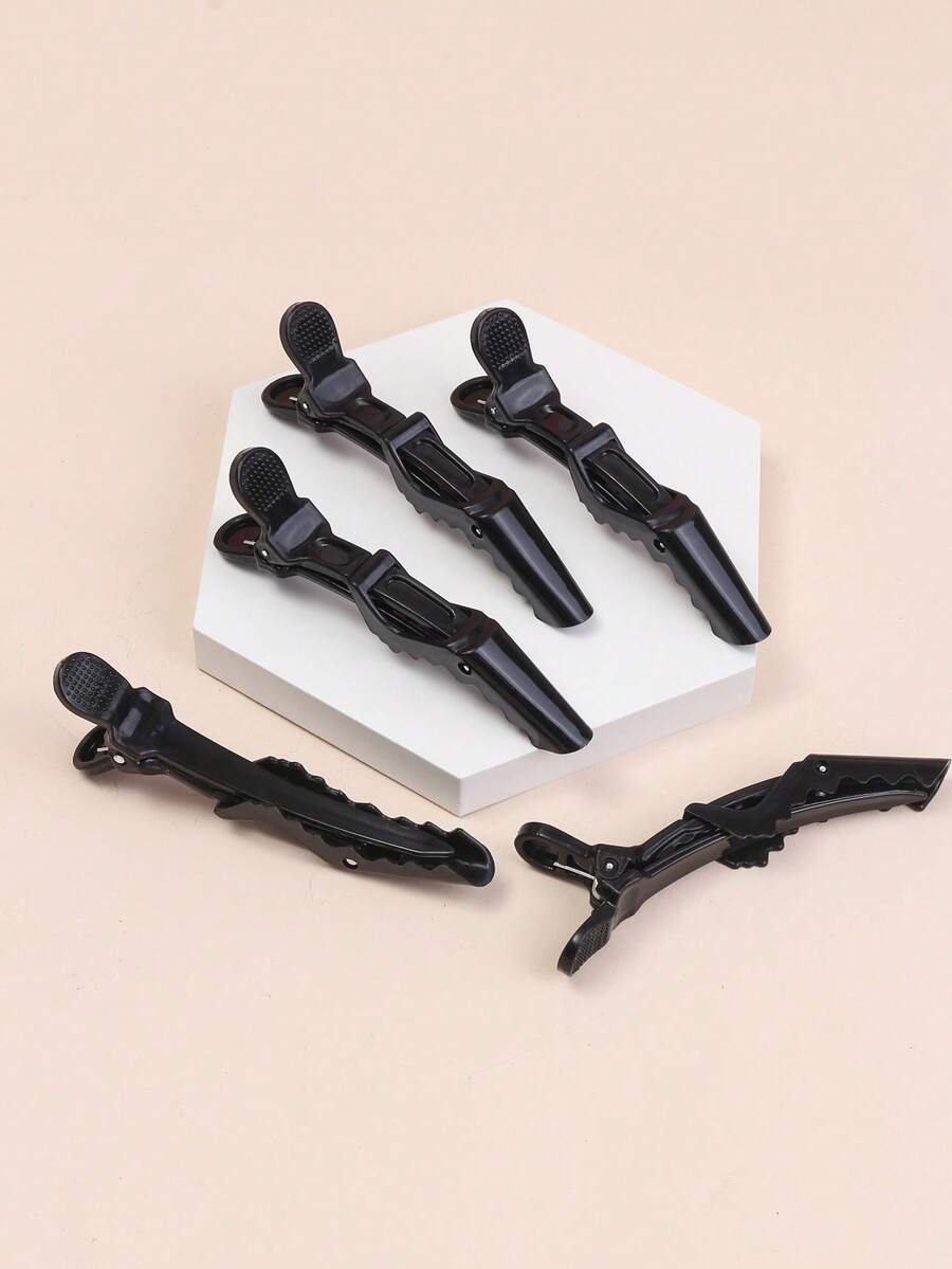 Rodillo de pelo de plástico reutilizable, 5 piezas Rodillo de pelo duradero con diseño geométrico negro para mujer - Negro - Ver 1