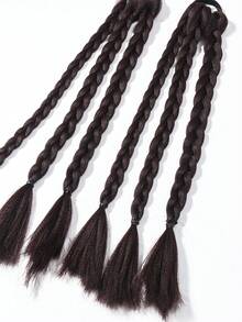 2入組編織細節的鐵鏽棕色長纖維髮辮，配有發圈，休閒風格 - 鏽棕色 - 查看 2