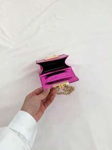 Mini Square Bag Hot Pink Flap Chain Strap - Hot Pink - View 4