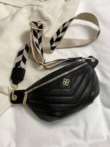 Litchi Embossed Bum Bag Chevron Pattern For Daily