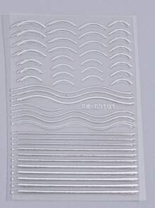 FULL BEAUTY 2片線條印花指甲貼紙，美甲貼紙DIY - 彩色 - 查看 8