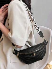 Litchi Embossed Bum Bag Chevron Pattern For Daily