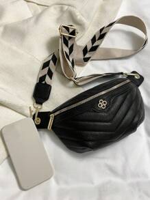 Litchi Embossed Bum Bag Chevron Pattern For Daily
