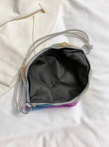 Trang trí Rhinestone Túi Hobo Ombre quyến rũ - Màu Hồng Tươi - Xem 7