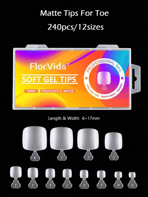 Get Glamorous with 240pcs Short Square Clear Fake Toenail Clear Full