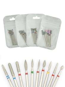 拋光美甲拋光頭套件6入組不銹鋼美甲鑽頭套件適合女士和女孩