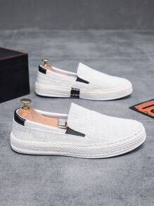 男士防滑耐磨休閒戶外亚麻一腳蹬樂福鞋 - 米色 - 查看 1