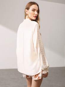 MOTF PREMIUM LINEN VISCOSE GUIPURE LACE BLOUSE - Apricot - View 10