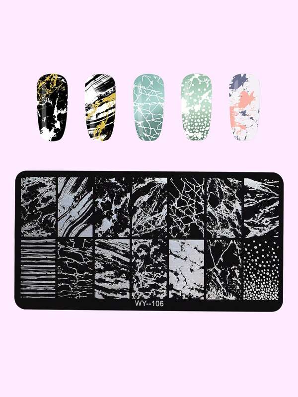 Upgrade Your Look With Nail Art Stencil, 1pc Asymmetric Pattern Nail Template For Women & Girls
