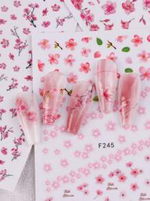 4張花朵圖案美甲貼紙