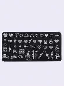 FULL BEAUTY 使用指甲藝術模板升級您造型1入組心形和字母圖形指甲模板適合女士和女孩 - 銀色 - 查看 2