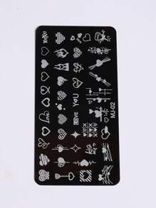 FULL BEAUTY 使用指甲藝術模板升級您造型1入組心形和字母圖形指甲模板適合女士和女孩 - 銀色 - 查看 6