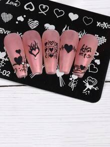 FULL BEAUTY 使用指甲藝術模板升級您造型1入組心形和字母圖形指甲模板適合女士和女孩 - 銀色 - 查看 7