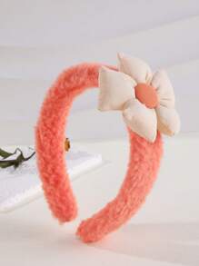 1入組女士花卉裝飾毛絨可愛髮帶用於裝飾 - 亮橙色 - 查看 1
