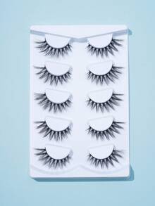 5 pares Pestañas postizas de tira completa - Negro - Ver 2