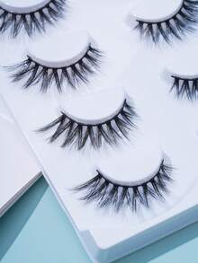 5 pares Pestañas postizas de tira completa - Negro - Ver 5