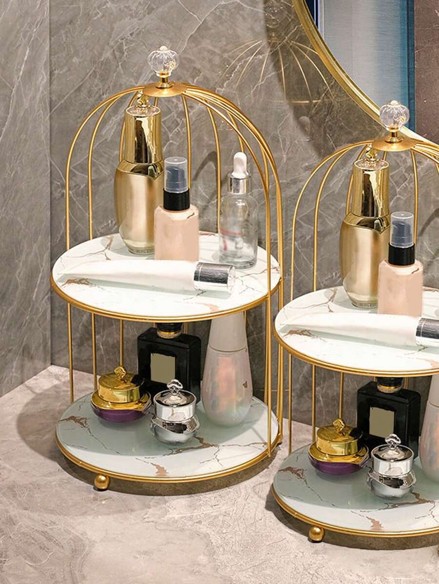 1 pieza Estantería de almacenamiento con forma de jaula de pájaros, organizador de doble capa para polvos compactos, arte de uñas y cosméticos, bolsa de almacenamiento para el baño, decoración de habitación, bolsas, bolsa de maquillaje, tocador, viaje, bolsa de maquillaje, artículos de viaje esenciales, organizador, almacenamiento, artículos de viaje esenciales, organizador de maquillaje, bolsas de maquillaje, bolsa de aseo, organizador de escritorio, bolsa de cosméticos, bolsa de maquillaje, organizador de maquillaje, accesorios de tocador, bolsa de maquillaje, bolsas de maquillaje, joyero, bolsa, soporte para brochas de maquillaje, soporte para brochas, organizador de perfumes, bolsa, regalos para mujeres, regalos de Navidad, ideas de regalo para mujeres, decoración de habitación