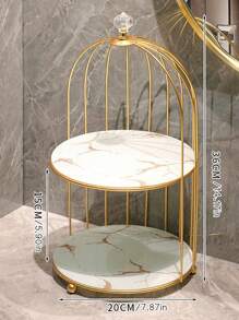 1 pieza Estantería de almacenamiento con forma de jaula de pájaros, organizador de doble capa para polvos compactos, arte de uñas y cosméticos, bolsa de almacenamiento para el baño, decoración de habitación, bolsas, bolsa de maquillaje, tocador, viaje, bolsa de maquillaje, artículos de viaje esenciales, organizador, almacenamiento, artículos de viaje esenciales, organizador de maquillaje, bolsas de maquillaje, bolsa de aseo, organizador de escritorio, bolsa de cosméticos, bolsa de maquillaje, organizador de maquillaje, accesorios de tocador, bolsa de maquillaje, bolsas de maquillaje, joyero, bolsa, soporte para brochas de maquillaje, soporte para brochas, organizador de perfumes, bolsa, regalos para mujeres, regalos de Navidad, ideas de regalo para mujeres, decoración de habitación - Blanco - Ver 4