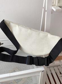 帆布腰包字母補丁細節 - 黑與白 - 查看 4