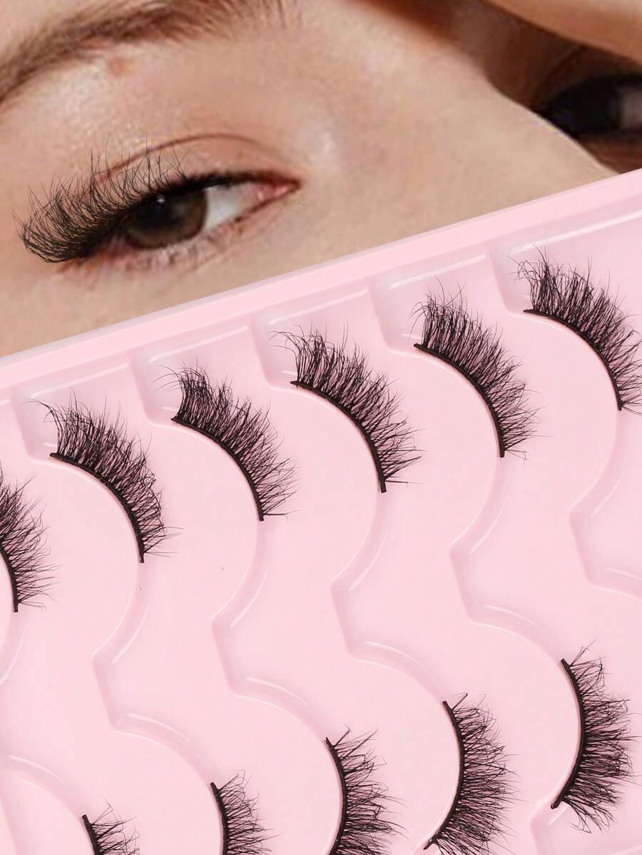 Himirell 6 Paar/Set 5-10mm lange, halb unordentliche Katzenaugen-Stil natürliche Wimpern, geeignet für den täglichen Gebrauch, Dates, Urlaub, leichtes Make-up Tragen Wimpernstreifen, Wimpern, Künstliche Wimpern