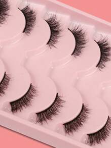 Himirell 6 Paar/Set 5-10mm lange, halb unordentliche Katzenaugen-Stil natürliche Wimpern, geeignet für den täglichen Gebrauch, Dates, Urlaub, leichtes Make-up Tragen Wimpernstreifen, Wimpern, Künstliche Wimpern