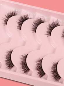 Himirell 6 Paar/Set 5-10mm lange, halb unordentliche Katzenaugen-Stil natürliche Wimpern, geeignet für den täglichen Gebrauch, Dates, Urlaub, leichtes Make-up Tragen Wimpernstreifen, Wimpern, Künstliche Wimpern