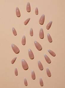 Bộ móng giả mạ crom hình hạnh nhân cỡ trung bình - Móng giả bằng kim loại màu trắng thủ công, đầu nhọn, móng giả hình oval bóng loáng, bộ dụng cụ làm móng acrylic tái sử dụng, 24 món dành cho nữ. - Nhiều màu - Xem 3