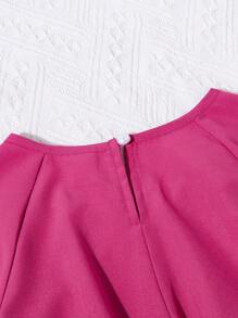 SHEIN Đầm Gái màu trơn Giải trí - Màu Hoa hồng đỏ - Xem 5