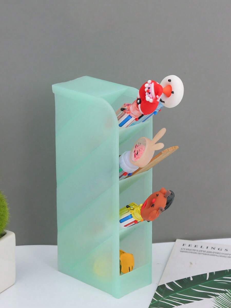 1 pieza unicolor Pluma creativo multi cuadro escritorio Caja de almacenamiento de papelería para alumno Papelería almacenamiento