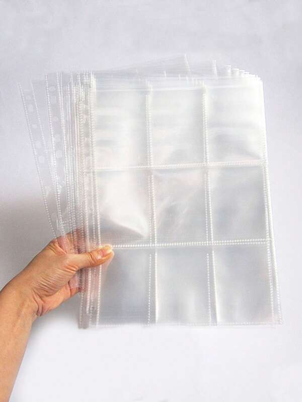 10pcs Multi-Grid Clear Loose-Leaf File Pocket, Simple Multi-Purpose File Pocket For Photo, Card Storage Back To School,Back To School,School Supplies