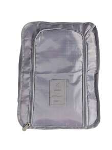 旅行鞋收納袋，便攜式可折疊鞋袋，鞋子防塵收納袋帶手柄，防水鞋袋組織者，鞋收納袋，鞋子組織者，旅行必備品，海灘夏日度假返校，學校背包 - 灰色 - 查看 6