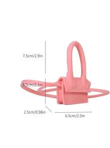 迷你毛氈翻蓋方包時尚粉色 - 粉色 - 查看 4