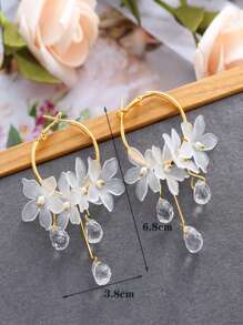 1對時尚花和水滴形耳墜適合女士適用於禮品