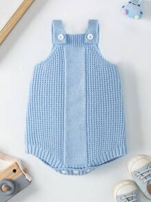 Baby Solid Ribbed Knit Bodysuit - Baby Blue - View 1