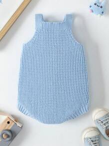 Baby Solid Ribbed Knit Bodysuit - Baby Blue - View 2