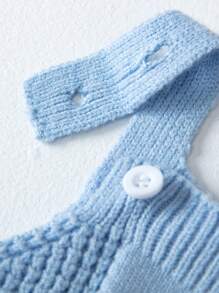 Baby Solid Ribbed Knit Bodysuit - Baby Blue - View 3