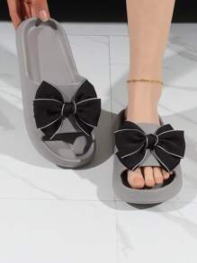 preppy Zapatillas para con diseño de lazo Chanclas banda única