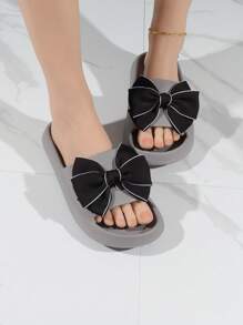 preppy Zapatillas para con diseño de lazo Chanclas banda única