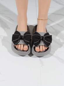 preppy Zapatillas para con diseño de lazo Chanclas banda única