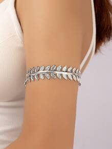 1 chiếc vòng tay thiết kế hình chiếc lá thời trang cho phụ nữ để làm quà tặng - Bạc - Xem 2