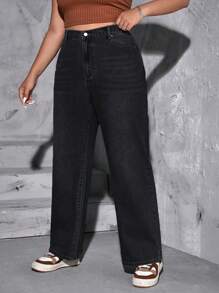 SHEIN ICON Plus High Waist Straight Leg Jeans