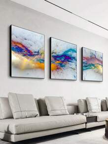 3入組/套抽象圖案無框畫,現代化學纖維無框畫裝飾 - 彩色 - 查看 2